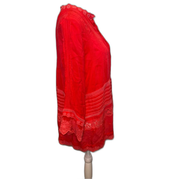 Johnny Was Bright Pink Pintuck Eyelet Tunic Size XS Boho Flowy - Picture 8 of 10